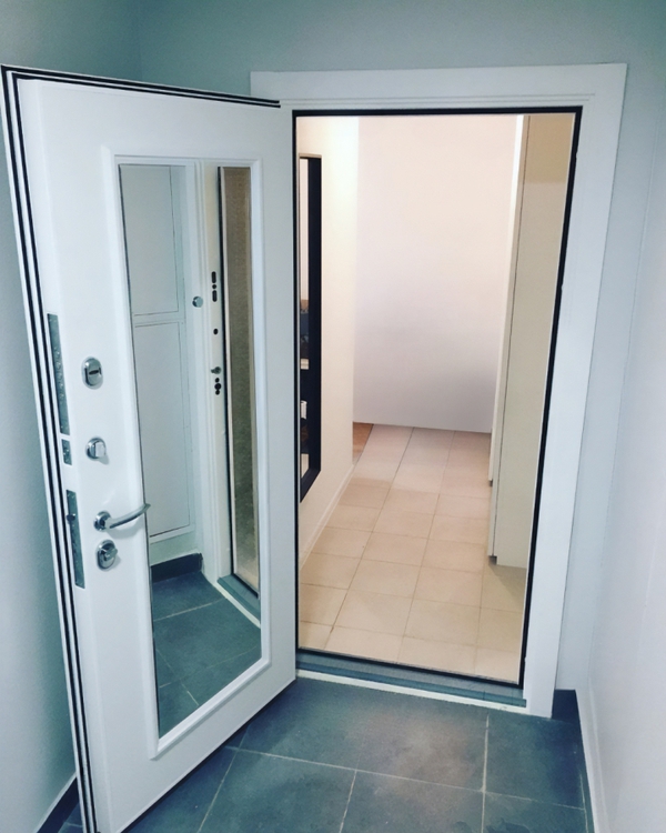 Белая дверь с зеркалом