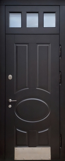 Входная дверь с терморазрывом, остекленной фрамугой и отбойником (МДФ RAL черный цвет)